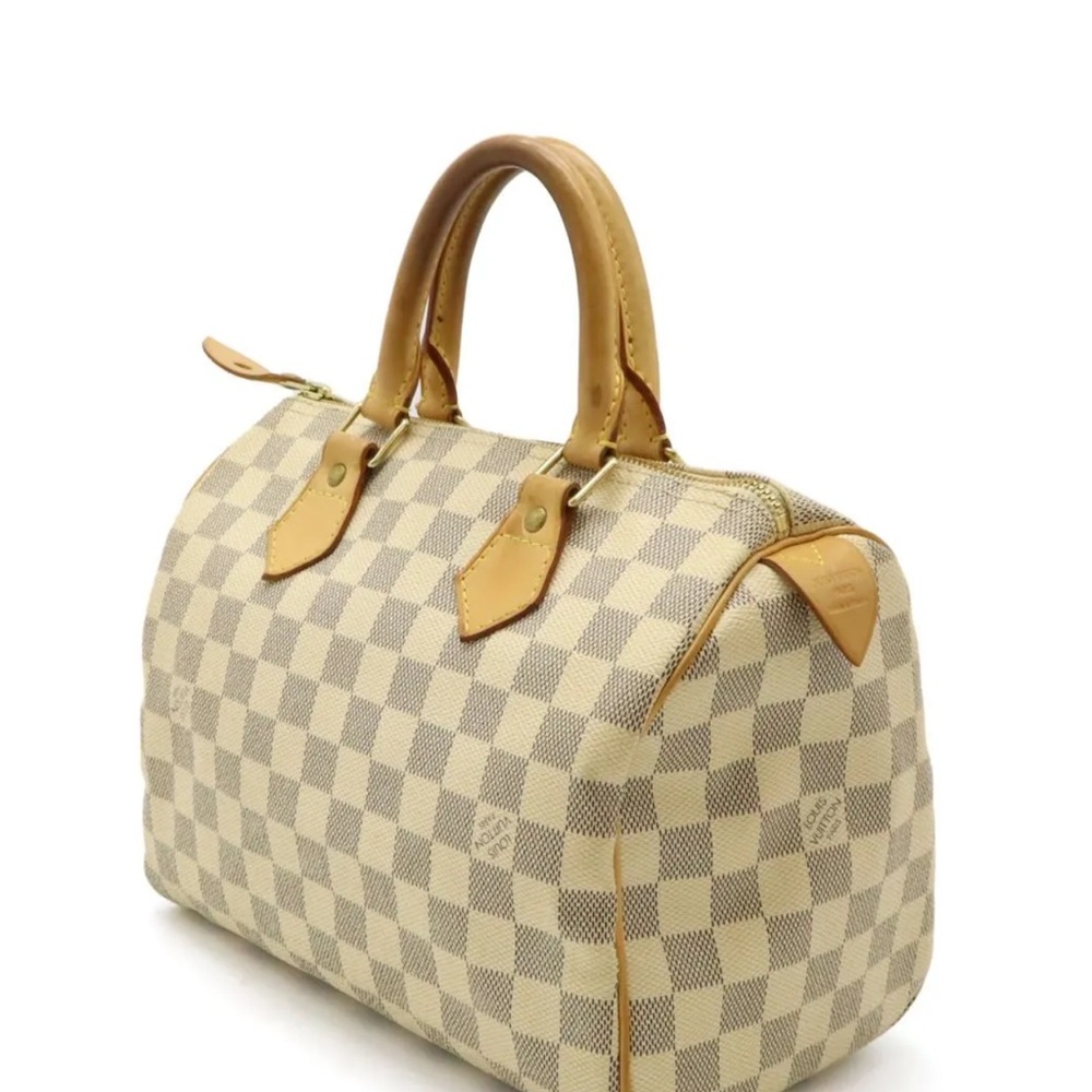- Louis Vuitton speedy 25 Tan and Cream Checkered Satchel with Gold Accents - Picture 5 of 11